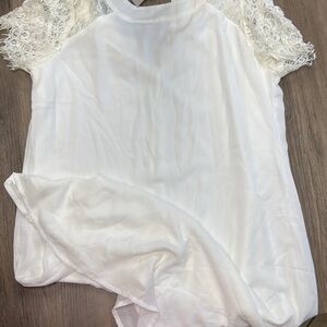 Elegant White Blouse with Lace Sleeves